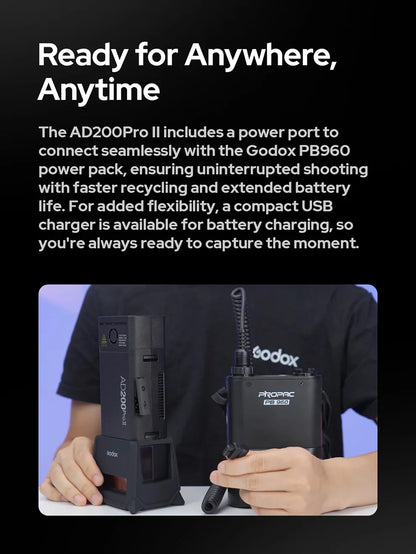 Godox AD200PRO II 200W Out-door Pocket Flash AD200PROII TTL HSS Speedlite Bi-color Modeling Lamp With X2T/X3/X3PRO/XPRO/XPROII