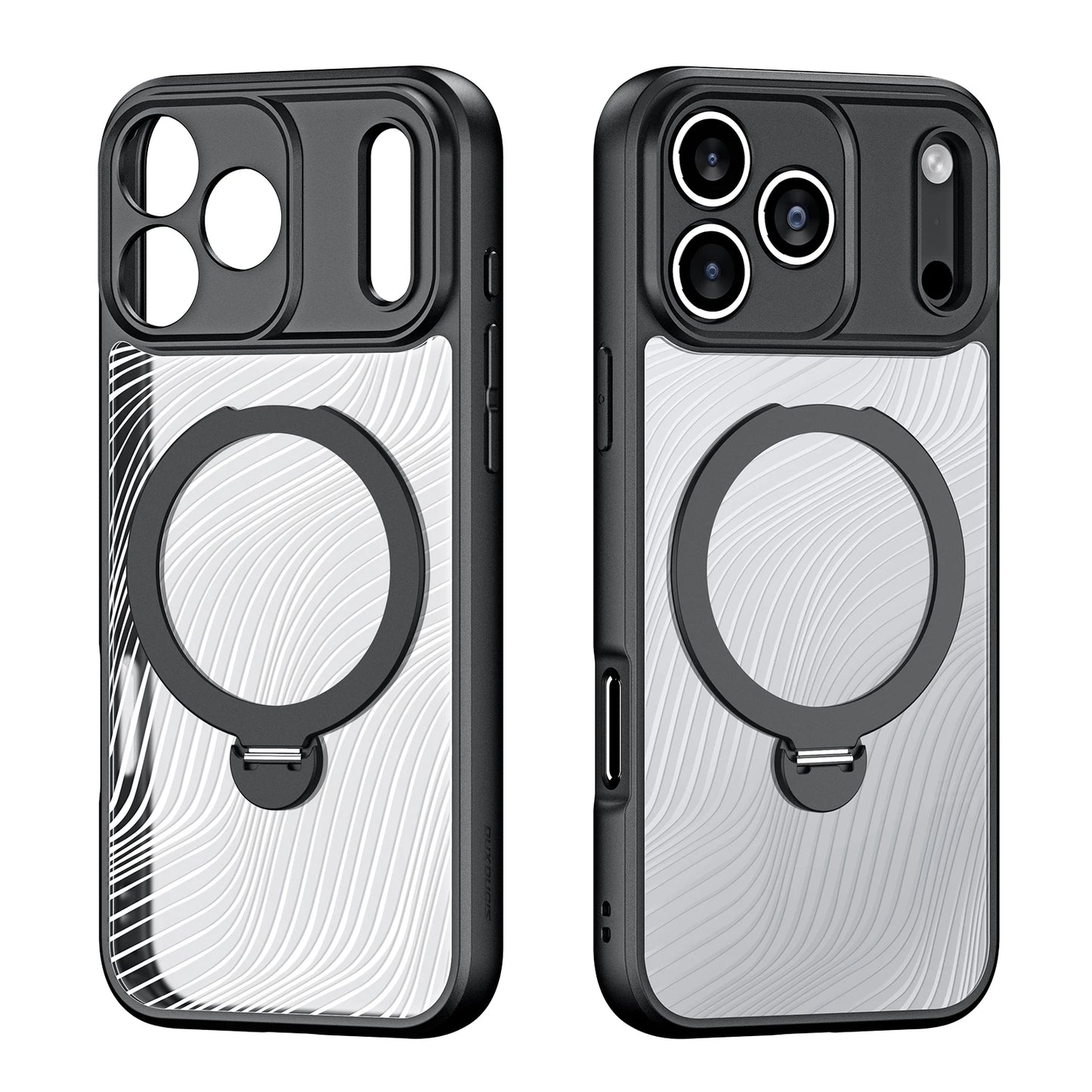 DUX DUCIS Magnetic Phone Case for iPhone 17 Pro Max & iPhone 17 Air Back Stand Cover with Transparent Flowing Lines Design