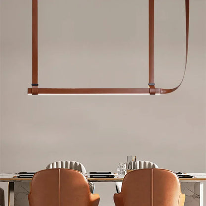 Minimalist LED Leather Pendant Chandelier Dining Table Hanging Lamp Office Pendant Lamp For Hotel Chandeliers Belt Home Decor