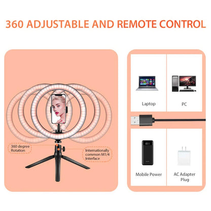 LED Selfie Ring Lighting Photographic Selfie Ring Lamp USB Remote Fill light With Tripods Stand Holder For Video Live Recording
