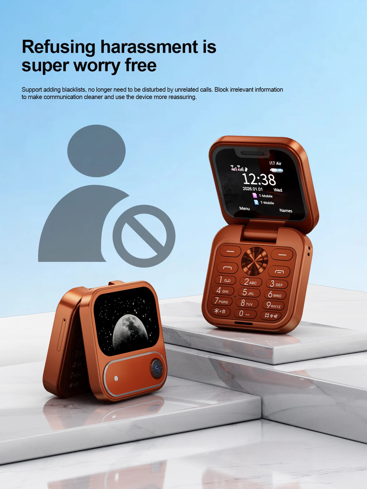 SERVO i17 AIR Mini Foldable Mobile Phone 2G GSM 1.77" Display Magic Voice Speed Dial FM Radio 2 SIM Card Small Square Cellphones
