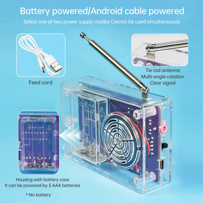 DIY FM Radio Electronic Kit  87-108MHz Adjustable Frequency Digital Display Soldering Project Practice Solder RDA5807S