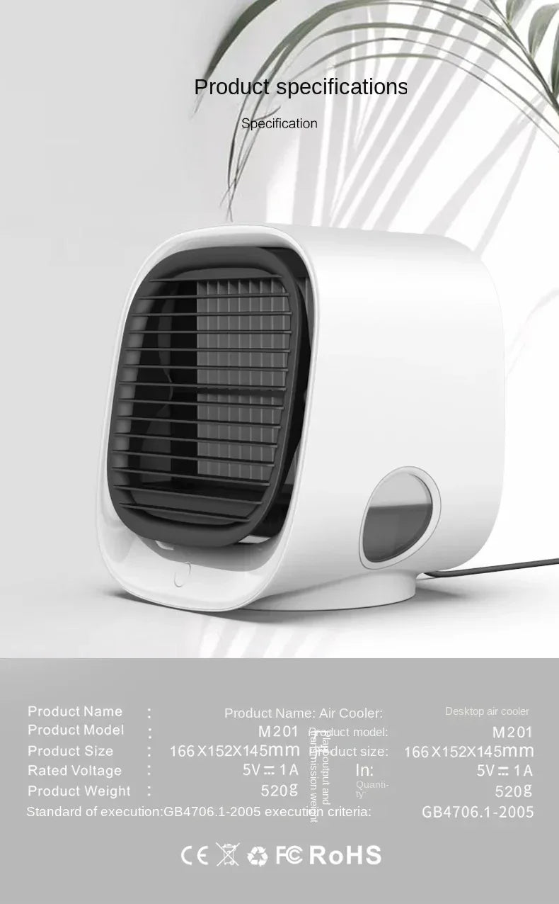 New Desktop Water Cooling Fan Mini Refrigeration Air Conditioner USB Air Cooler Convenient Mobile Humidification High Wind Spray