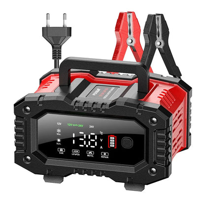 Portable 20A/10A Car Battery Charger 12V 24V Automatic Motorcycle Truck AGM LiFePO4 Lead Acid Start Stop Battery with Repair