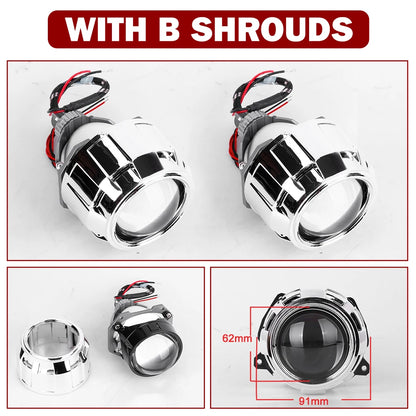2.5 Inch Bi Led Projector Lens Led Light H4 H7 9005 9006 Car Headlight Bulb High Low Beam 6000K Diode 100W 40000LM Turbo Tuning