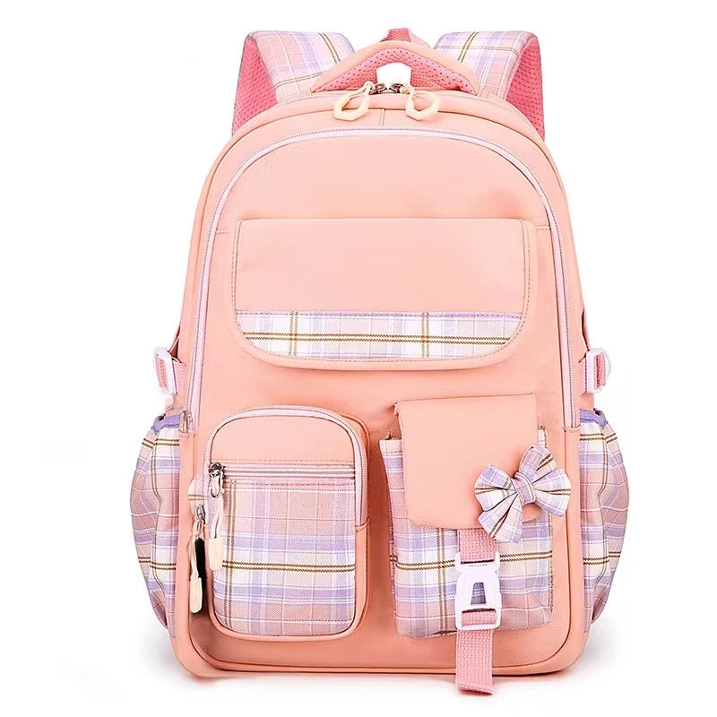 2025 New Student Backpack, Cartoon Cute Girl Backpack, Multi Pocket Lightweight Load Reduction Backpack