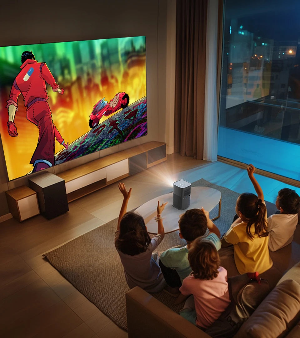 VEVSHAO V30 1080P Portable LED DLP Projector with Built-in Battery Smart Wifi Android System 3D Ready for Home  and Outdoor Use