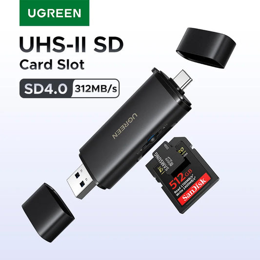 UGREEN USB C SD 4.0 Card Reader USB Memory Card Reader 312MB/s USB3.0&USB C to SD Micro SD TF Card for PC Laptop UHS-II/UHS-I by PDG ibma