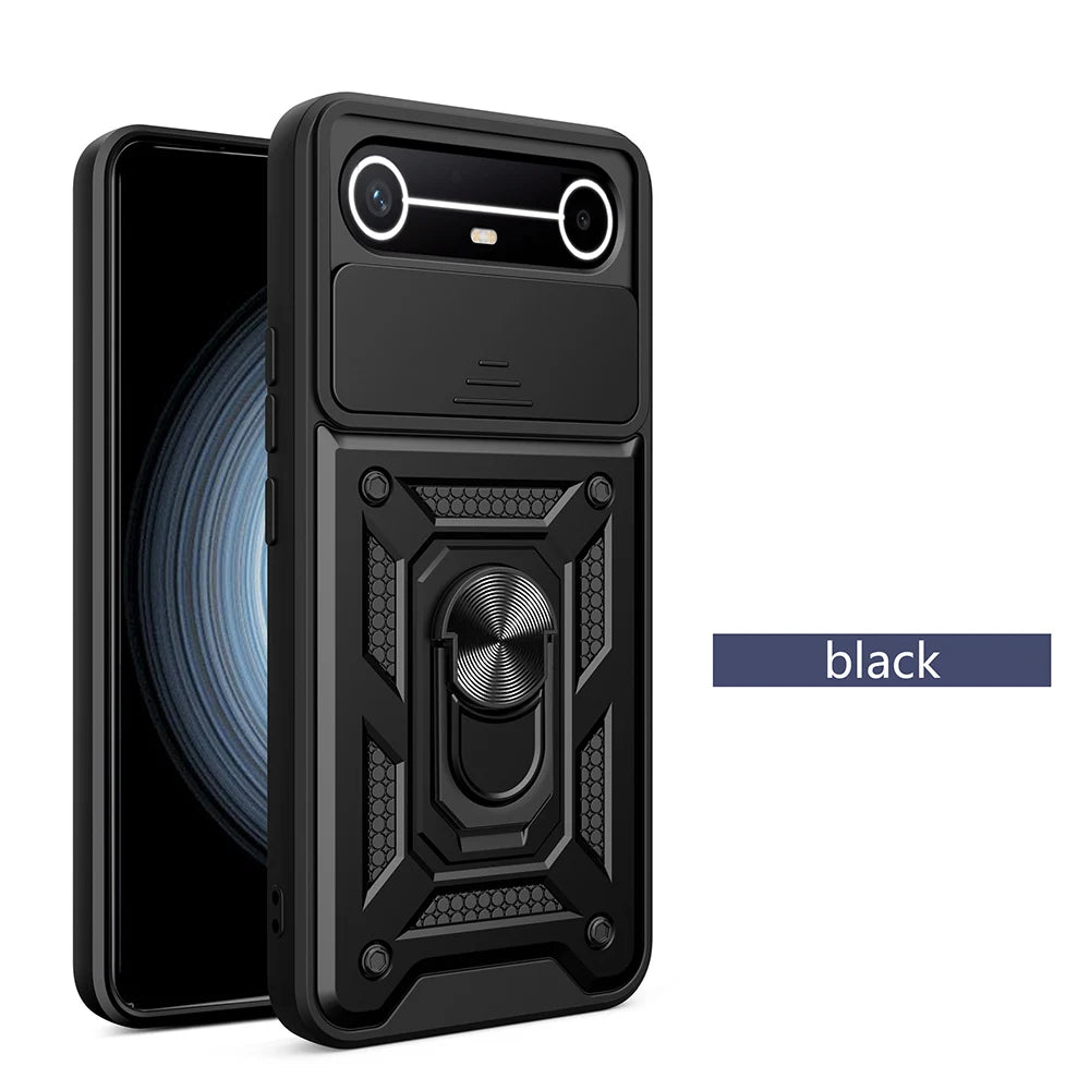 Slide Camera Cover for Tecno Spark Slim 4G Pova Slim 5G Case Ring Kickstand Holder Full Protective Shockproof Phone Capa Funda