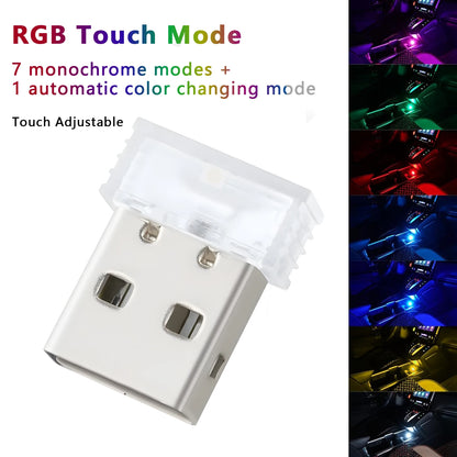 Mini USB Car Light Universal Portable USB Atmosphere Light DC 5V USB LED Car Interior Lighting kit for Laptop Night Home Office