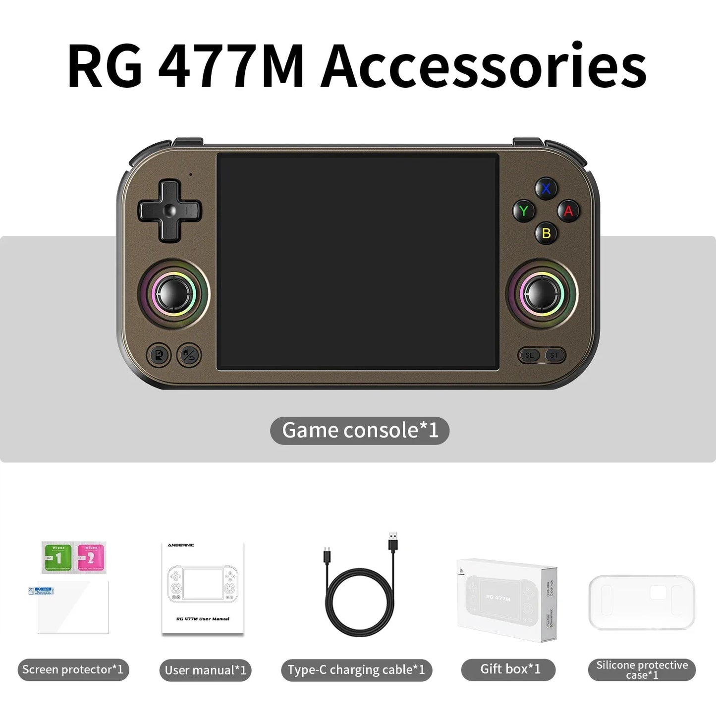 ANBERNIC RG 477M Retro Handheld Game Console 4.7" LTPS In-Cell Screen Android Video Game Player Dimensity 8300 AI Assistant FOTA