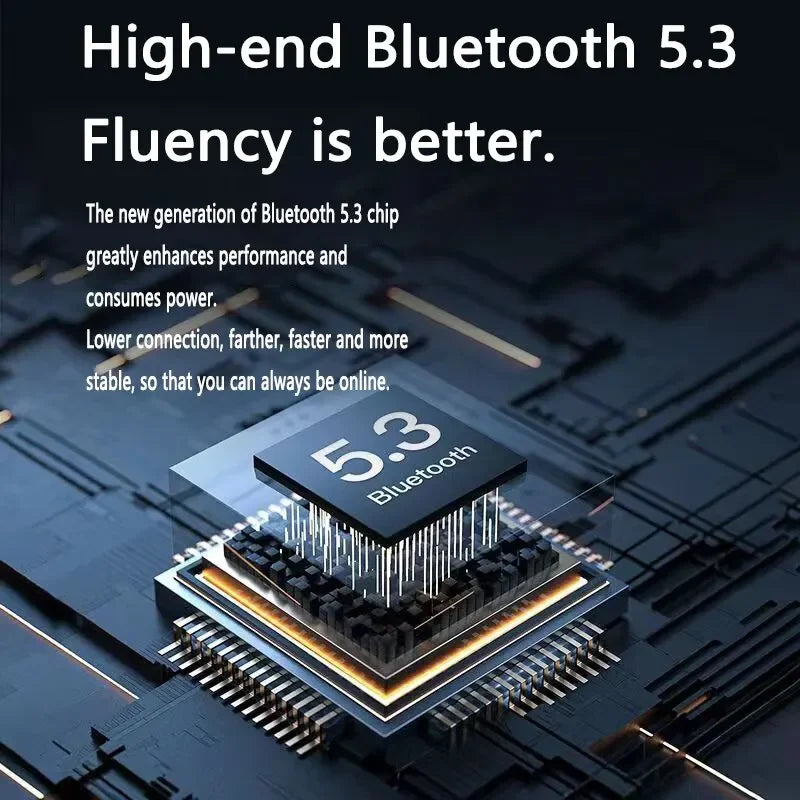 Bluetooth 5.3 Wireless Headset Transparent Headphones LED Power Digital Display Stereo Sound Earphones for Sports Working