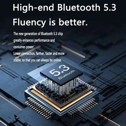 Bluetooth 5.3 Wireless Headset Transparent Headphones LED Power Digital Display Stereo Sound Earphones for Sports Working