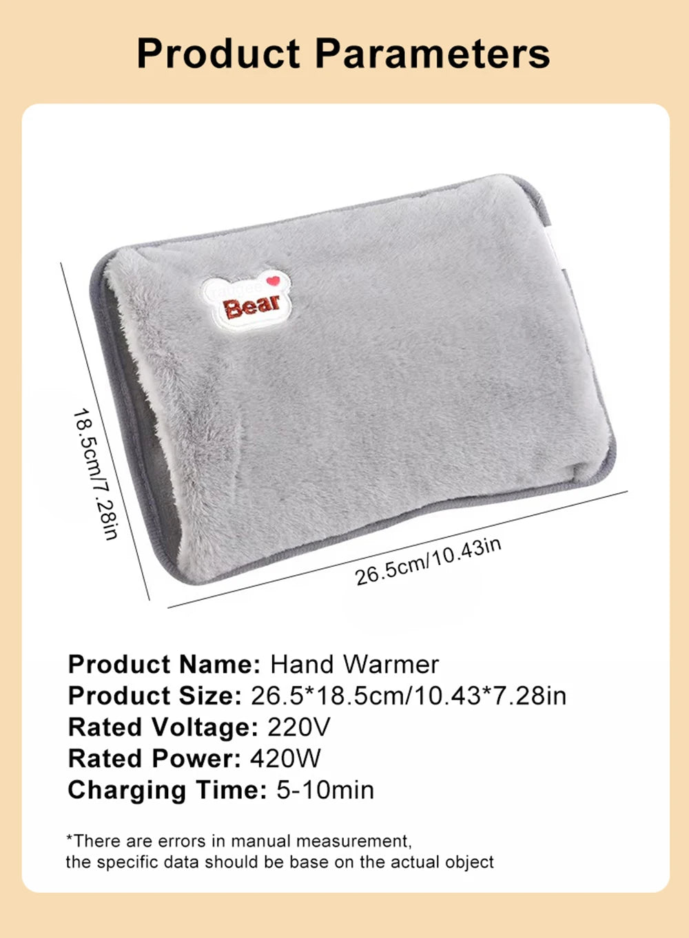 Electric Hand Warmer Portable Heated Gloves USB Warming Plush Hot Water Bottle Heating Water Bags Warm Hand Pocket for Winter