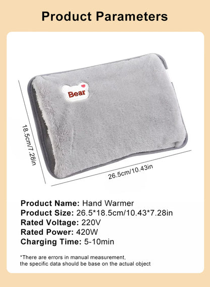 Electric Hand Warmer Portable Heated Gloves USB Warming Plush Hot Water Bottle Heating Water Bags Warm Hand Pocket for Winter