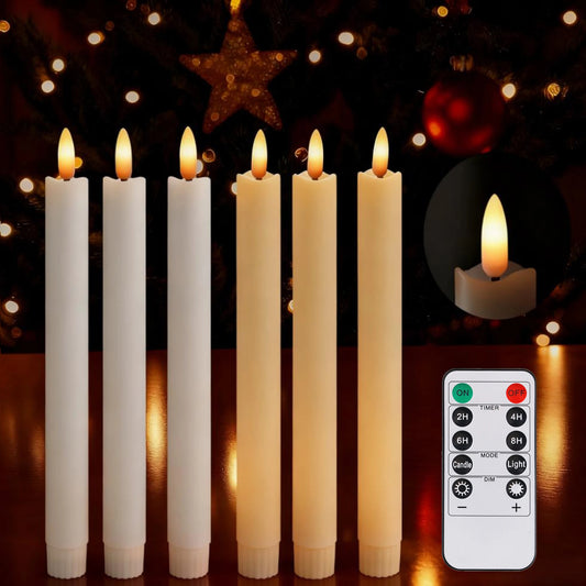Lot de 6 bougies décoratives LED sans flamme, à piles, avec télécommande et minuterie, pour la maison, les fêtes et les mariages.