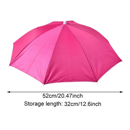 Foldable Head Umbrella Hat Portable Foldable Rain Umbrella Hat Outdoor Fishing Sunshade Hat for Golf Gardening Camping