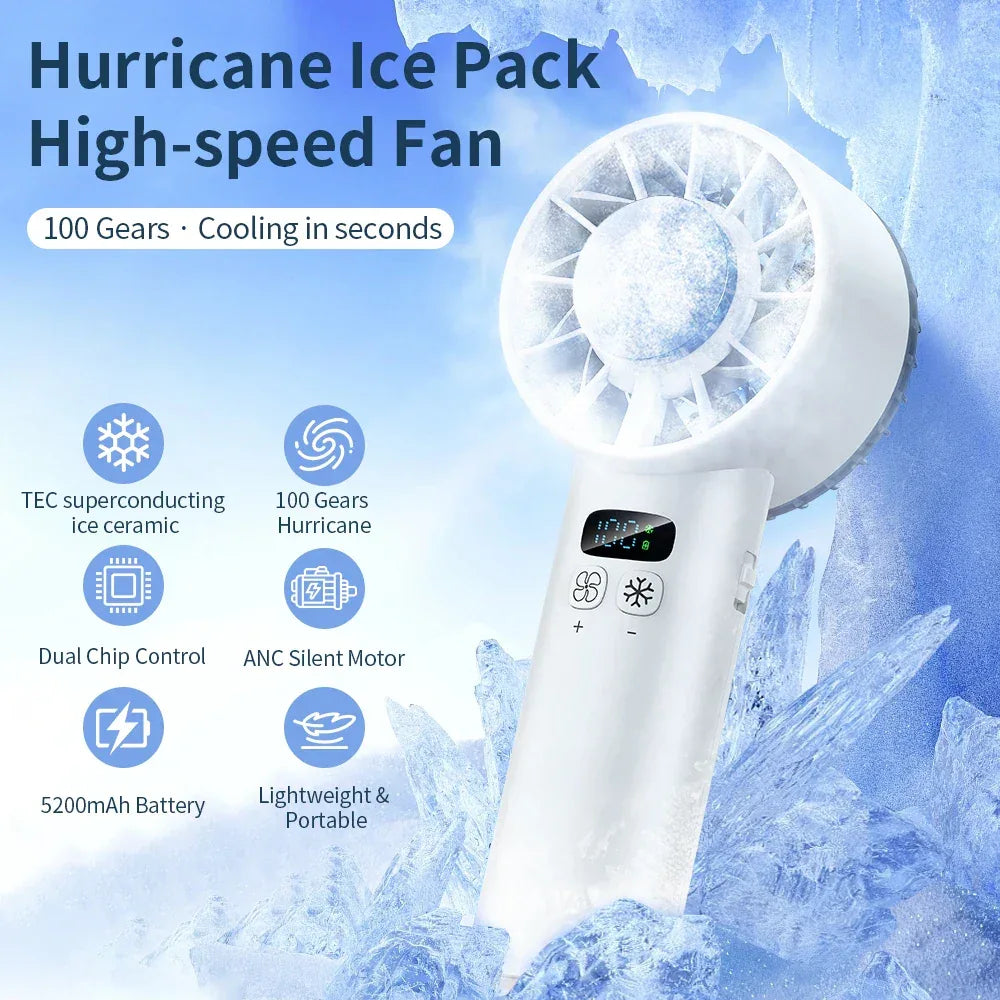 Outdoor high-speed refrigeration handheld fan 100 speed mini fan USB charging portable fan