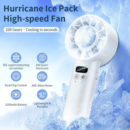 Outdoor high-speed refrigeration handheld fan 100 speed mini fan USB charging portable fan