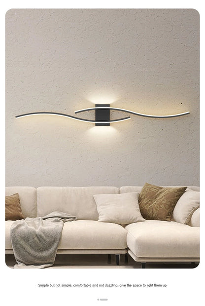 LED Wall Lamp 60/80CM Remote Control Wall Sconce Living Room TV Background Decor Bedroom Kitchen Stair Home Decor Led Lighting