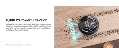 Lefant M320 cordless Robot Vacuum Cleaner and mop, 6000Pa ,210 Mins Runtime,Self-Charging,Ideal for Hard Floor, Pet Hair,Carpet