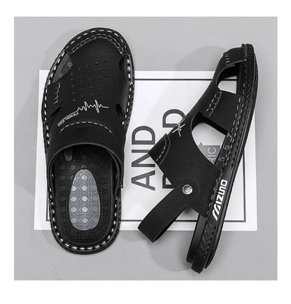 Men's Baotou Sandals Summer new Outdoor Cool Breathable Anti slip Waterproof Beach Shoes Soft Sole Fashion Dual purpose Slippers