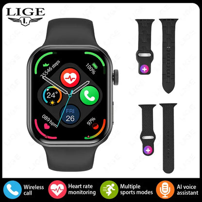 LIGE New Heart Rate Health Smartwatch Men Women 2.01" Bluetooth Call Music Smart Watches Ladies Sports Fitnesss Smart Watch Gift