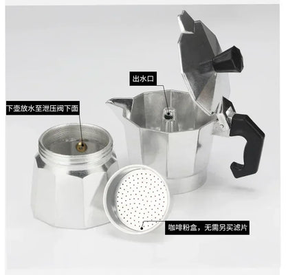 New 50ml-600ml Moka Pot Aluminum Household Electric Burner Stove Top Espresso Percolator Coffee Maker Coffee Extraction Pot