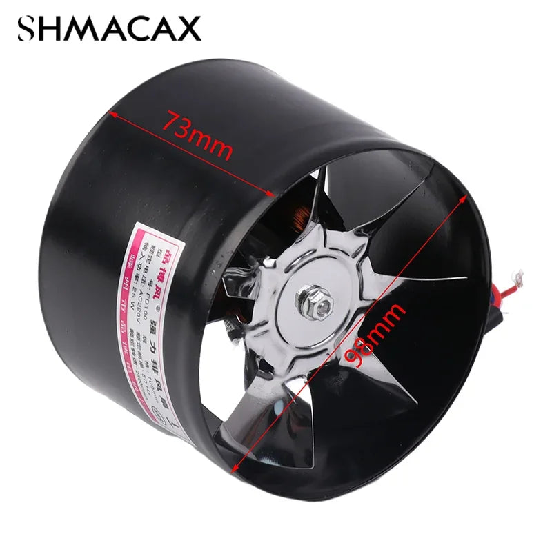 4 Inch Fan Air Ventilator For Home Kitchen Metal Pipe Ventilation Exhaust Fan Mini Extractor Bathroom Toilet Wall Fan Duct Fan