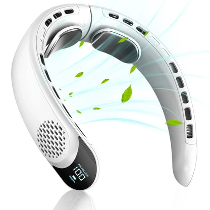 Portable Neck Fan 3-speed 4000mAh USB Charging Fast Cooling Multifunctional Digital Display Air Conditioner Outdoor Neck Fan