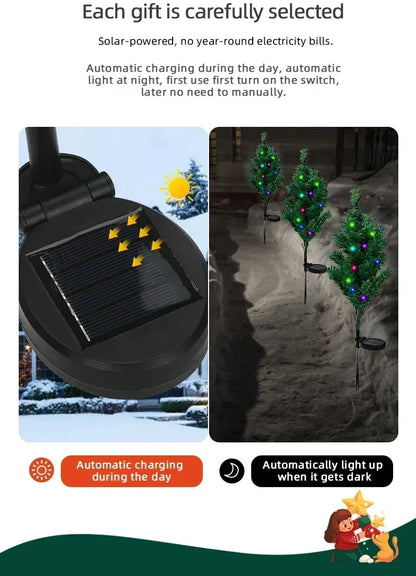 Solar LED Lights Christmas Tree Lawn Lamp Holiday Lantern For House Festive Wedding Courtyard Garden Decoration RGB Light