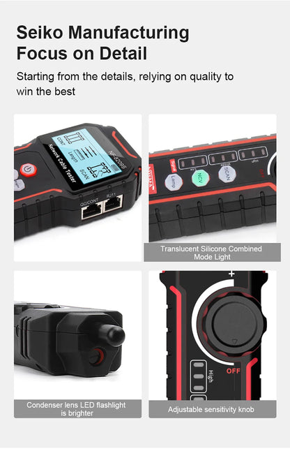 NOYAFA NF-8209S Network Cable Tester Cable Tracker Cat5 Cat6 PoE Tester Detect Length Continuity Test with NCV & Lamp