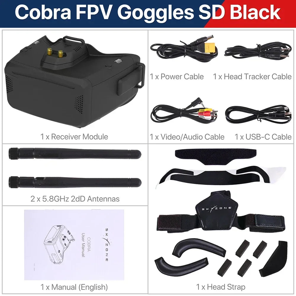 SKYZONE Cobra SD X V4 FPV Video Goggles 800x480 4.3in Cobra 1280x720 4.1in 5.8G 48CH Receiver Head Tracker DVR for FPV