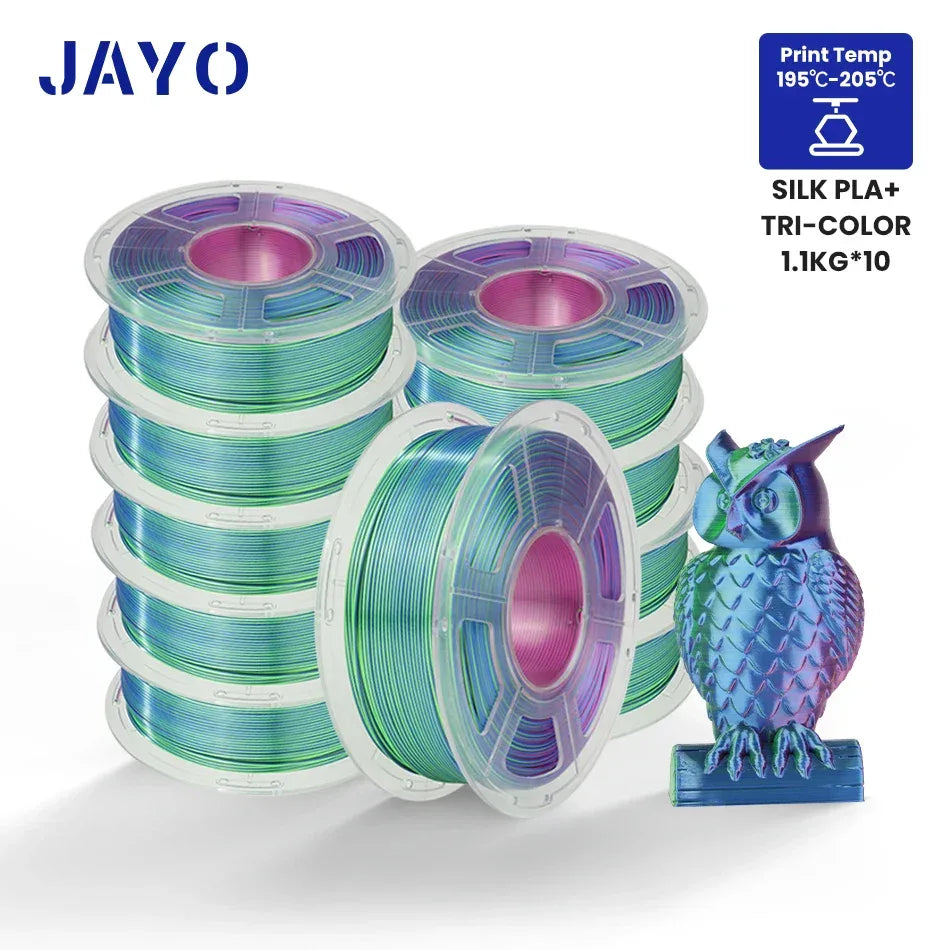 JAYO 10Rolls SILK PLA+ 3D Filament 1.75mm SILK PLA Rainbow  Filament for FDM 3D Printer SILK Dual & Triple 3D Printing Materials