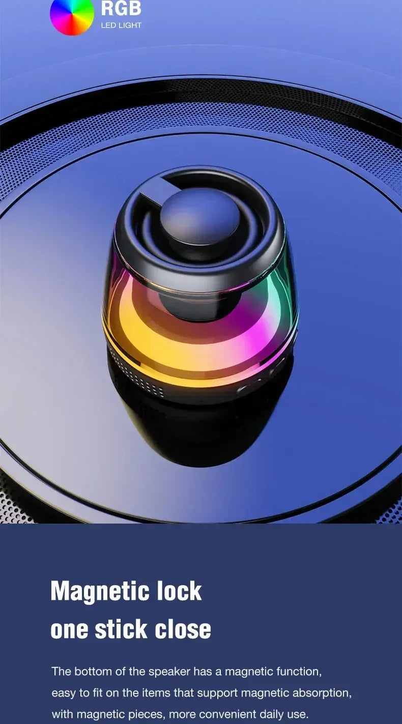 Mini Portable Speaker Magnetic Bluetooth Speaker RGB Magnetic Phone Holder Ring Wireless Sound Box Bluetooth Speaker Tower