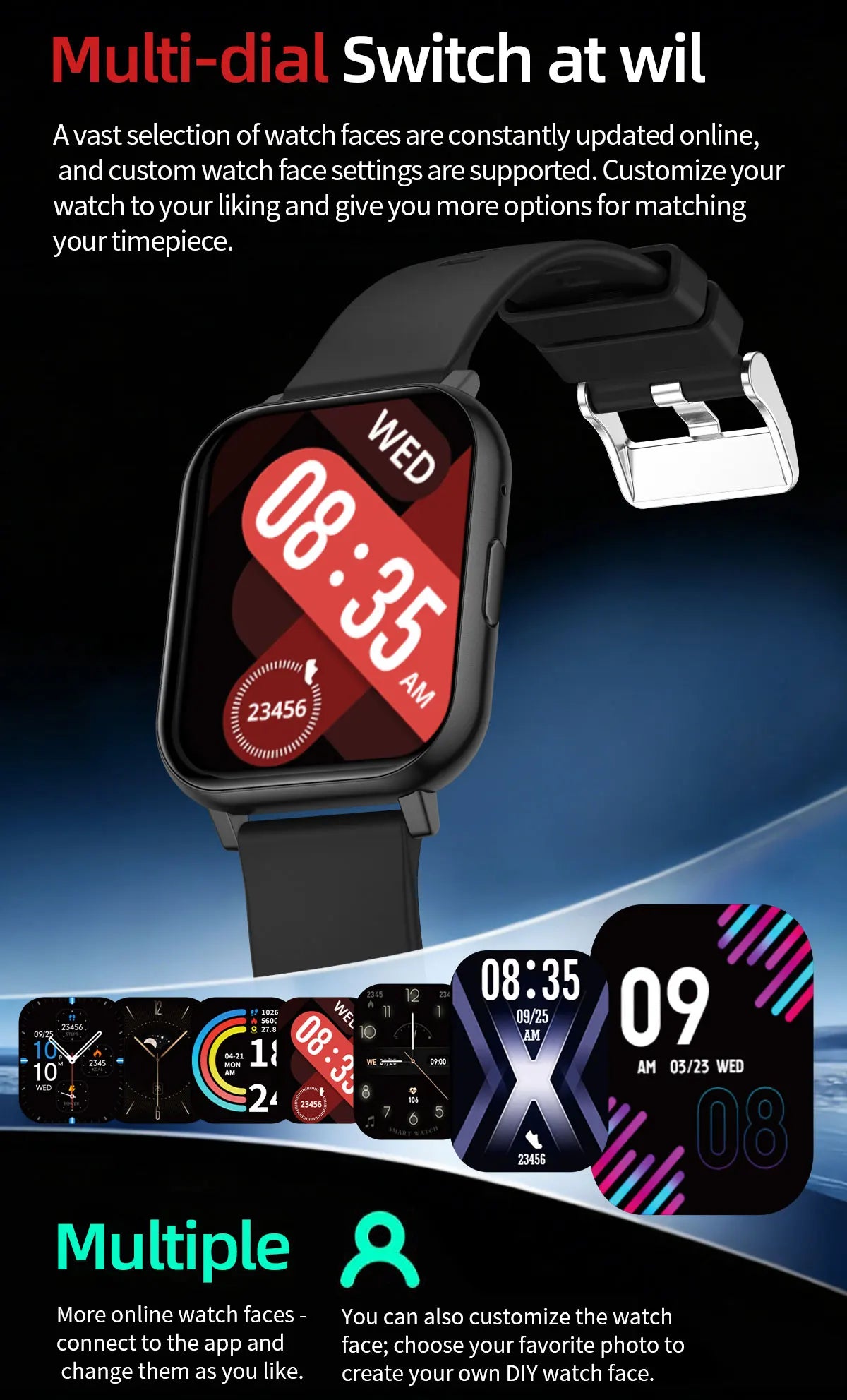 LIGE 2026 New Health Monitor 1.83" HD Screen Fitness SmartWatch Call Reminder Bluetooth Call Waterproof Smart watch Men Women