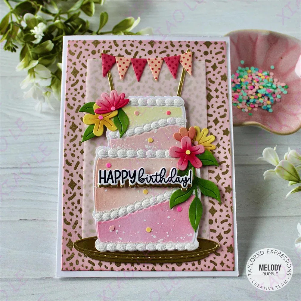 Birthday Bash Icing on the Cake Metal Cutting Dies And Stamps DIY Scrapbooking Card Stencil Paper Cards Handmade Album Stamps