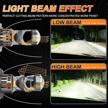 New H4 H7 LED Projector Lens Headlight 5500000LM Wireless Plug And Play CANBUS Car Lights 1:1 Design 800% Brightness Headlamp