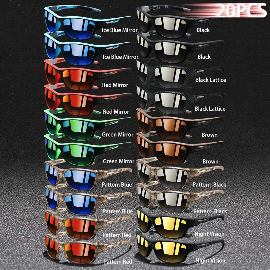 20 PCS Fashion Vintage Fishing Cycling Sports Sunglasses Men Women Running Mountaineering Sport Man Sun Glasses UV400 Eyewear