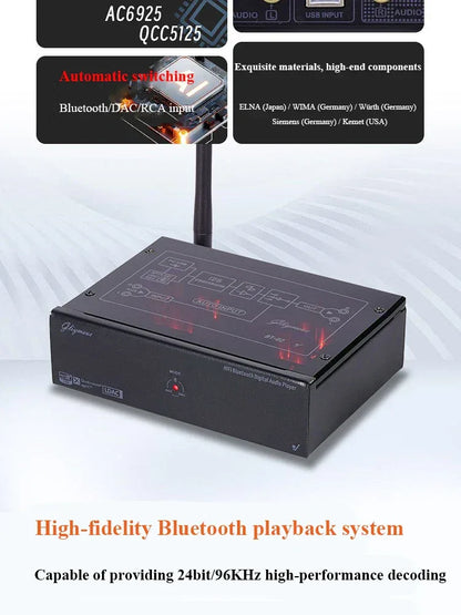 HiFi Lossless Bluetooth Decoder Audio Receiver QCC5125 Dual 9038Q2M DAC 24BIT 96KHz Lossless Decoding External USB Sound Card