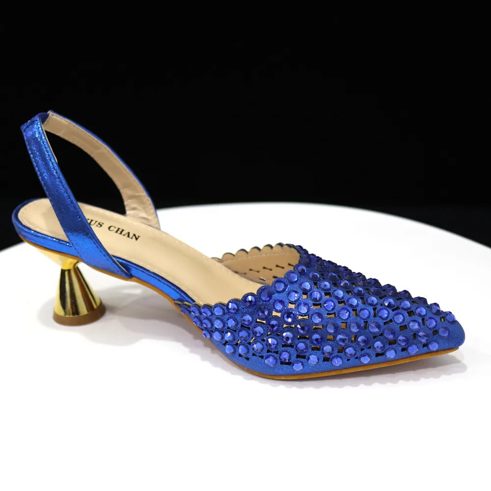 Venus Chan 2023 New INS High-Heeled Pointed Toe Wedding Shoes Colorful Full Diamond Design Shoe and Bag Set for Nigeria Party
