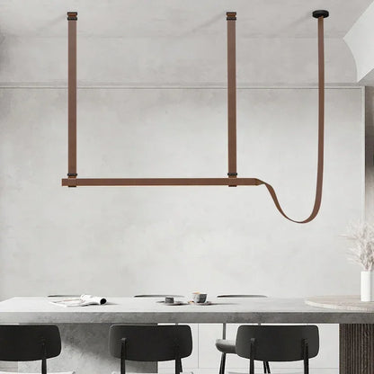 Minimalist LED Leather Pendant Chandelier Dining Table Hanging Lamp Office Pendant Lamp For Hotel Chandeliers Belt Home Decor