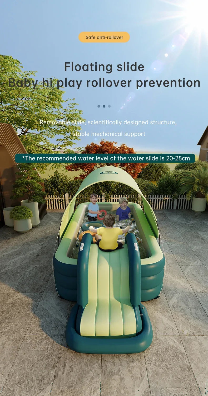 2/3M Large Swimming Pool Family Outdoor Party Pools Children's Inflatable Swimming Pool Sun Shade Folding Pool for Kids Baby Toy