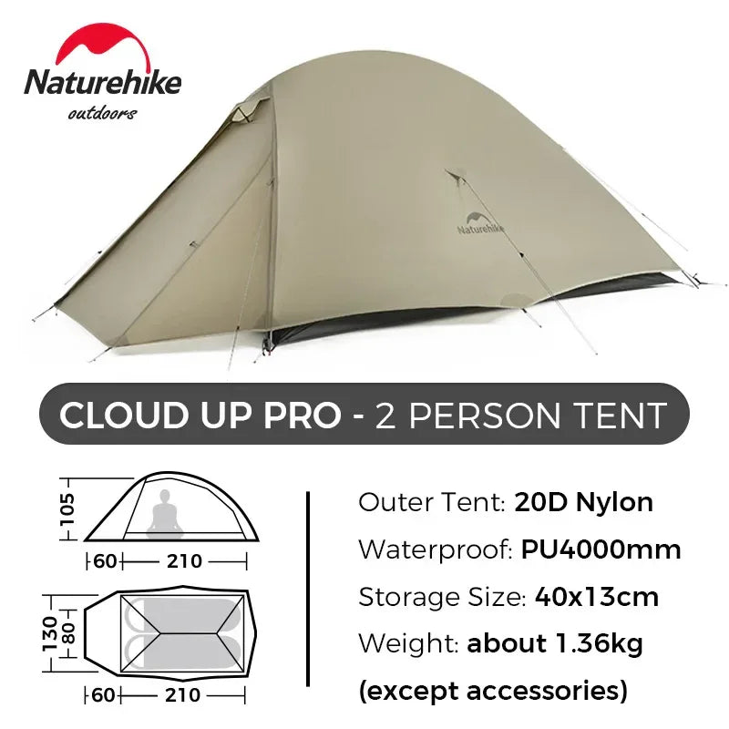 Naturehike Upgraded Cloud Up 2 Person Tent Outdoor Camping Tent Ultralight Waterproof Tent Free Standing Hiking Backpacking Tent