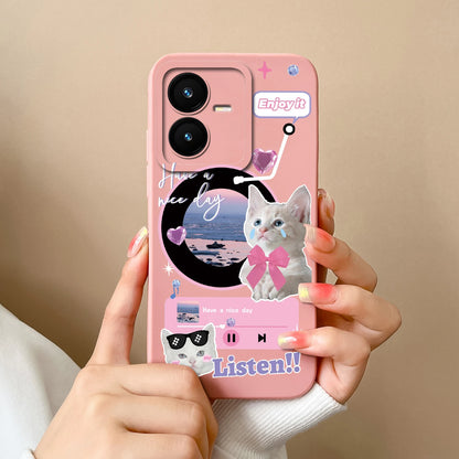Case For Vivo Y22 Y22S Cover Camera Lens Protector For Vivo Y 22 Soft Liquid Silicone Cartoon Phone Back Covers For Women Man