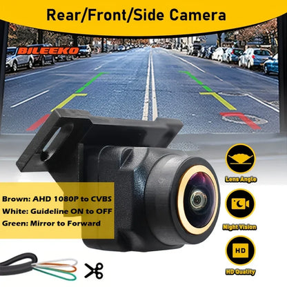 Car Camera Rear Front Side View AHD 1080P Fisheye Wide Angle Lens Backup Camera CVBS Switch Guideline ON/OFF