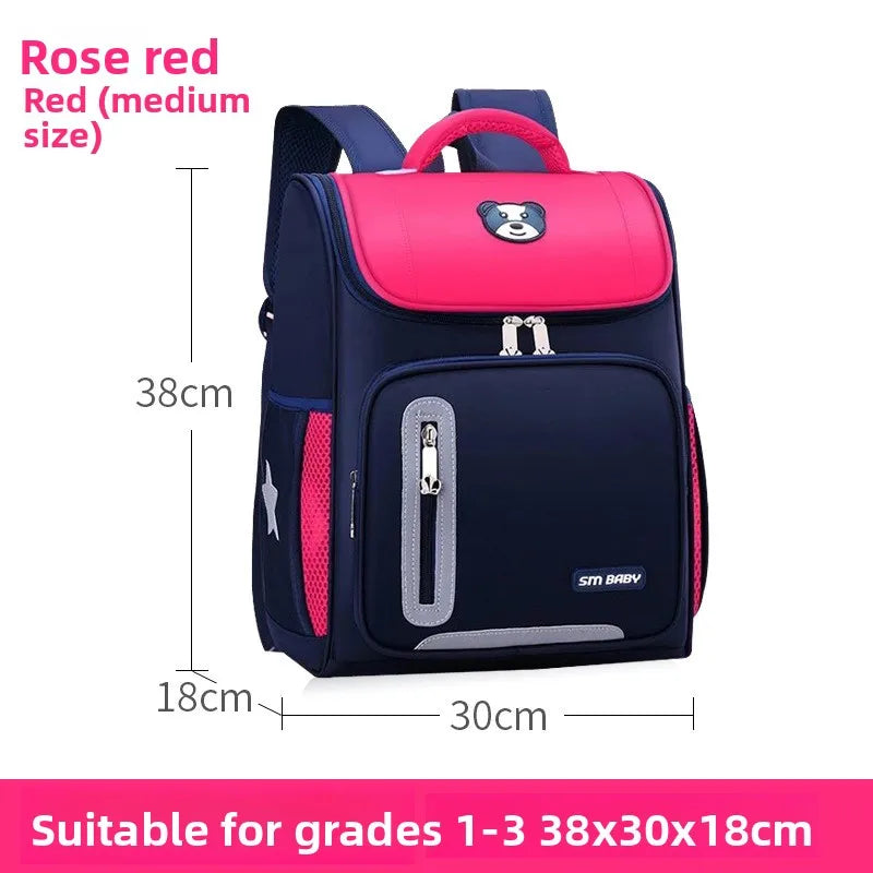 Lightweight Kids Backpack 1 3 6 Grade Spine Protection Reflective Space School Bag for Elementary Students