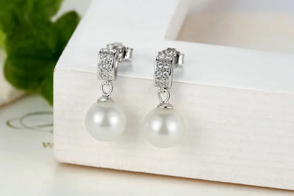 Drop Earrings Fine Jewelry Female Drop Earrings with Pearls Earrings 925 Sterling Silver Jewelry Mother's Day Gift SCE006