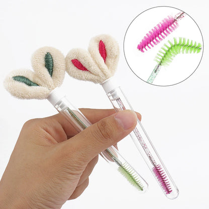 10pcs Tube Eyelash Brush Lash Extension Makeup Brushes Eyebrow Comb Rabbit Ears Designer False Eyelashes Microbrush Beauty Tool