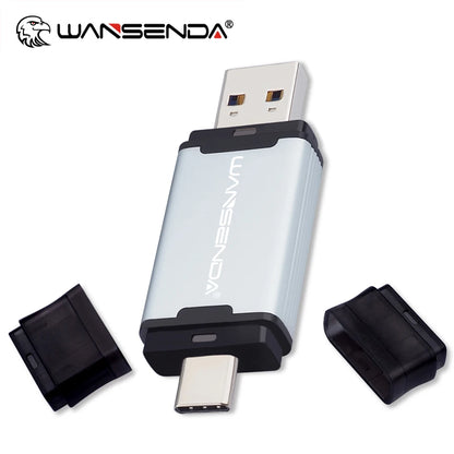 WANSENDA 128GB TYPE C USB 3.0 Flash Drive Pen Drive 32GB 64GB 256GB 512GB High Speed Pendrive for HUAWEI TYPE-C Mobile/PC